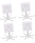 4pcs Rotating Kitchen Utensil Holder Hangers shown in white plastic, ideal for under-cabinet spice rack storage space saving.