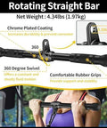 Rotating Straight Bar from Complete Cable Machine Attachments Set For Home Gym Including Lat Pulldown Bar Tricep Rope V Handle V Shaped Bar Straight Rotating Bar Two Single D Handles Two Cable Machine Handles Two Ankle Straps And Eight Snap Hooks