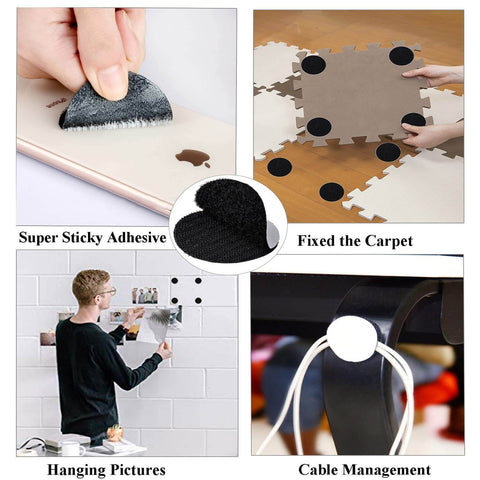 Industrial Strength Hook And Loop Fasteners 12 Pack Double Sided Sticky Tapes used for phone grip, carpet, pictures, cables