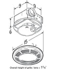 Round White Bath Exhaust Fan With Light And Glass Lens, 100 CFM, 3.5 Sones, 4 Inch Duct, 100 Watt Light, Plug In Motor, Broan NuTone diagram