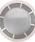 Front view of a Round White Bath Exhaust Fan With Light And Glass Lens, 100 CFM, 3.5 Sones, 4 Inch Duct, 100 Watt Light, Broan NuTone