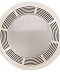 Round White Bath Exhaust Fan With Light And Glass Lens, 100 CFM, 3.5 Sones, 4 Inch Duct, Front View