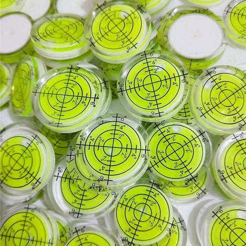 Six Piece Round Bubble Level Set Handy Pro Grade High Quality Circular Spirit Levels 32mm Diameter 7mm Height Yellow Green
