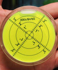 Magnetic Round Bubble Level Tool Pro Grade Bullseye Inclinometer for Machinists and DIY Enthusiasts Pocket 2.4 Inch 60mm with Clear Front Panel 0.32 Inch Per Degree Sensitivity RV Camper Trailer Leveling Magnet Table Post Indicators, yellow acrylic, handheld view