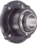 ZB2200 Round Flange Block Bearing With 4 Bolt Holes Relubricatable Non Expansion Cast Iron Housing Setscrew Locking Collar Inch Bore 2 Inch Spherical Roller Insert Heavy Duty Radial And Thrust Loads