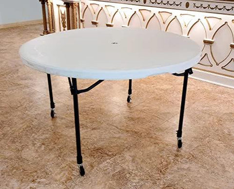 Round table with Heavy Duty Folding Table Caster Wheels Set With 3 Inch Locking Casters Elevates Height By 5 Inches.