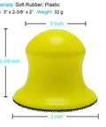 Round Hand Sanding Block For 3 Inch Hook And Loop Discs 2 Pack, yellow soft rubber and plastic material, 3-inch diameter