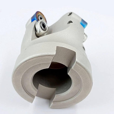 Built Tough Round Milling Inserts With Interchangeable Face Milling Holder For Roughing And Finishing Steel GBJ EMRW 6R 50 22 4T Plus Four RDMT1204M0 ZM1135 R6 Inserts Plate Face Milling Cutter Tool Holder For 42CrMo Steel HRC48 front view