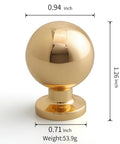 Modern 5 Pack Round Polished Brass Kitchen Drawer Knob Bright Gold Cabinet Pull with dimensions and weight shown