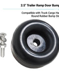 Beefed Up Heavy Duty Round Rubber Bump Stops 1 x 2.5 Inch With Screws, Industrial Grade Shock Absorbing Pads, single view with screws