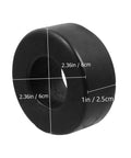 Four Pack Round Rubber Bumpers for Gym Equipment and Home Fitness Machines, shown with dimensions, black color, side view