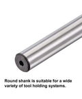 Side view of chucking reamer shank, part of Chucking Reamer Set For Lathe And Milling Machines, Pro Grade High Speed Steel Straight Flute Reamers, H7 Tolerance, 4mm 5mm 6mm 8mm 10mm 12mm, 6 Piece Handy Tool Kit For Precise Hole Sizing.