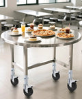 5 Inch Scaffolding Casters Set of 2 With Dual Locking Brakes, heavy duty square stem installed on a stainless steel table.