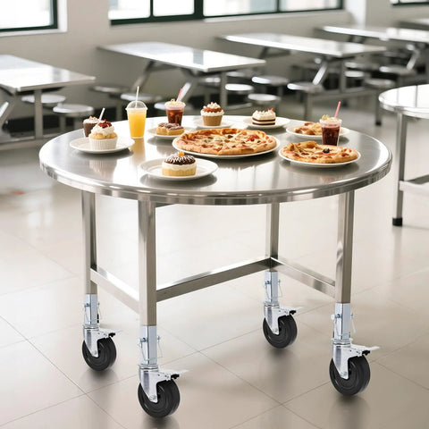 5 Inch Scaffolding Casters Set of 2 With Dual Locking Brakes, heavy duty square stem installed on a stainless steel table.