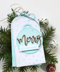 Christmas card using 2 Sets Slider Tag Dies For Metal Cutting And Card Making For Round Tag Dies For Christmas Tags on pine branches