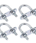 Versatile round U bolt kit with M6 threads, 50mm length, 20mm inner width, includes nuts, mounting plate and washers.