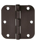 Rounded Five Eighths Radius Interior Door Hinges Set, Eighteen Pack, Oil Rubbed Bronze Finish, Durable Steel, 3.5 x 3.5 Inches