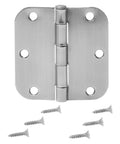 Interior Door Hinge Rounded 3.5 Inch By 3.5 Inch Satin Nickel Pack Of 18 With 108 Mounting Screws visible in image