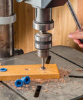 Router Bit Storage Inserts Set For 1/4 And 1/2 Inch Shank Router Bits, Durable polyethylene inserts on a drill press setup
