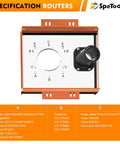 Workhorse Linear Rail Router Sled Connector with Dust Collection, acrylic router plate, pre-drilled, SpeTool model specifications