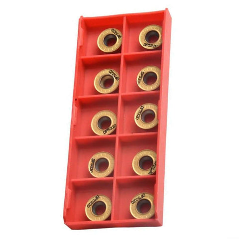 10 Pcs RPMT1204 M C DP5320 Carbide Round Milling Inserts for High Speed CNC Milling Indexable Toolholding Replacement in red case
