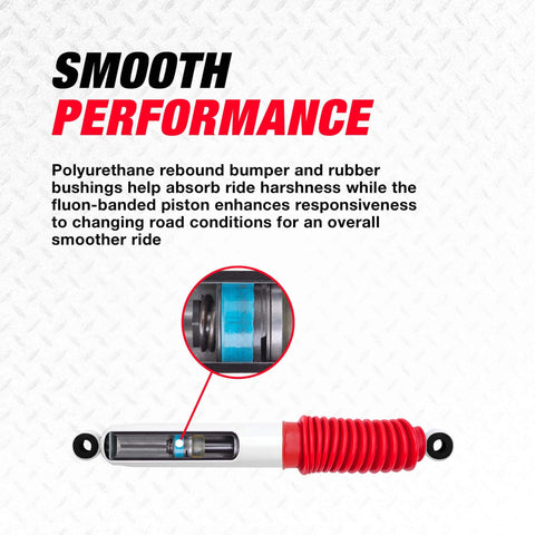 Beefed Up RS5000X RS55042 Suspension Shock Absorber, shown close-up with polyurethane bumper and rubber bushings