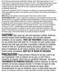 Label of RTV Clear Silicone Adhesive And Sealant showing product details and safety precautions in English and Spanish.