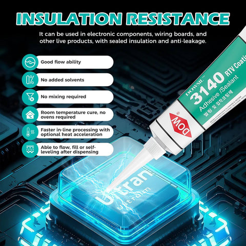 Clear One Part RTV Coating And Adhesive Sealant For Electronics 100ml Tube shown with circuit board application