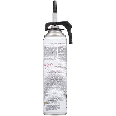 Side view of Ultra Black Maximum Oil Resistant RTV Silicone Gasket Maker 9.5 Oz PowerBead Cans Pack Of 6 with attached nozzle