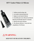Non Asbestos Gasket Material And RTV Gasket Maker Silicone Sealant Kit 3 Oz tube with nozzle and warning instructions