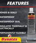 Clear RTV Silicone Adhesive Sealant For Waterproof Moisture Cure Bonding Single Component Formula Delivers Permanent Flexibility And Thermal And Electrical Insulation In An 85g Tube Ideal For Home Auto And Workshop Projects, featuring product tube and features list on packaging.