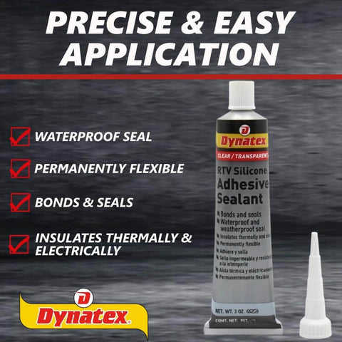 Clear RTV Silicone Adhesive Sealant For Waterproof Moisture Cure Bonding Single Component Formula Delivers Permanent Flexibility And Thermal And Electrical Insulation In An 85g Tube Ideal For Home Auto And Workshop Projects with applicator cap