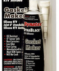 Low Volatile RTV Silicone Gasket Maker For Formed In Place Gaskets, Temperature Range Minus 85 To 500 Degree F, 3.8 Oz Carded Tube In Black, Sensor Safe, Non Flammable, Non Toxic, Oil Resistant, Replaces Most Gaskets packaged in a tube with additional applicator tips displayed on packaging.