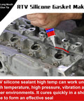 Applying 340G RTV Silicone Gasket Maker Red Sealant For High Temperature Gaskets on engine component