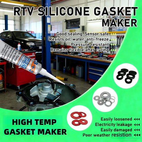 High Temp Silicone Gasket Maker For Engine Oil Pan Valve Cover And Transmission Housing Oil Resistant No Drip Non Corrosive Sealant With 590F Heat Tolerance Grey Two Pack Professional Grade Formula in a workshop setting