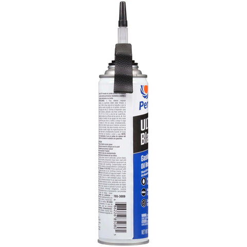 Side view of Ultra Black Maximum Oil Resistant RTV Silicone Gasket Maker 9.5 Oz PowerBead Can showing label details.