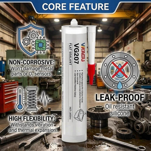 RTV Silicone Gasket Maker For Formed In Place Gaskets Sensor Safe High Temp Oil Resistant Sealant For Valve Covers Oil Pans Differentials Leak Proof Flange Sealant Pro Grade OEM Standard 10.14 Fl Oz Cartridge in industrial setting with tools