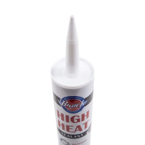Close-up of Heavy Duty High Temp RTV Silicone Gasket Sealant 10.2 Oz Cartridge, front view with nozzle cap visible.