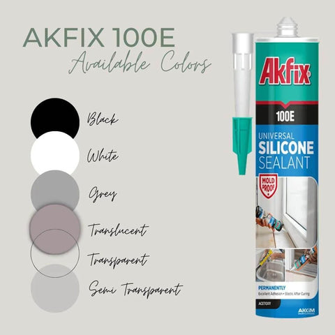 Gray RTV Silicone Caulk 2 Pack 100E Waterproof Sealant for kitchen and bathroom shown with available colors including grey.