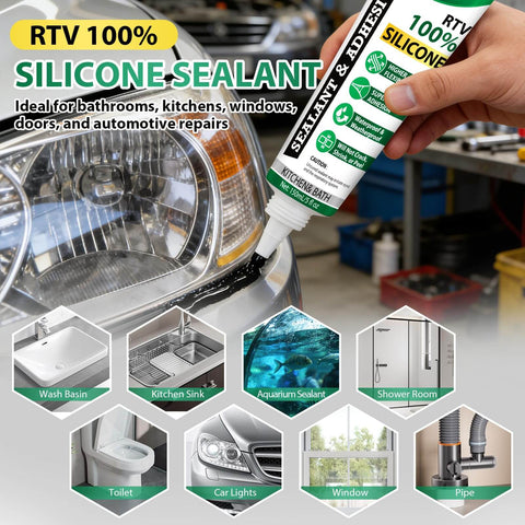 Go To RTV Silicone Sealant For Any Job Waterproof Flexible Caulk With A Strong Bond And Crack Resistance For Automotive Gaskets Engines Windows Bathrooms And Kitchens Multi Surface Sealant 5 Oz Gray applied on car headlight