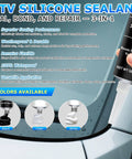 Black RTV Silicone Sealant Adhesive For All Purpose Waterproof Sealing In Car Windows Bathroom And Kitchen With Fast Curing Quick Set Shrink And Crack Proof High Bond Strength 100 Percent Silicone Caulk 1.8 Oz 50 G shown in use sealing car window