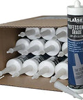White 100 Percent RTV Silicone Sealant With Reclosable Nozzle, Case Of 12, Professional Grade, Flexible Seal Display