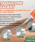 Go-To All-Purpose Silicone Sealant Adhesive for Kitchen Bathroom Window and Door Sealing Waterproof Flexible Bond Shrink Crack Resistant Clear 3.4 Fl Oz shown in use with features listed.