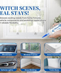 Clear RTV Silicone Sealant For High Temperature And Waterproof Seals Flexible All Purpose Caulk For Home Auto And Crafts No Leak Guarantee Ideal For Kitchens Bathrooms Showers Windows Glass Ceramic Plastic 30ml in use on window frame and various surfaces.