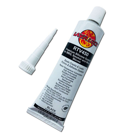 Black Food Safe BBQ Adhesive For High Temperature Grills Smokers And Wood Stoves 3 Oz RTV Silicone Sealant tube with nozzle
