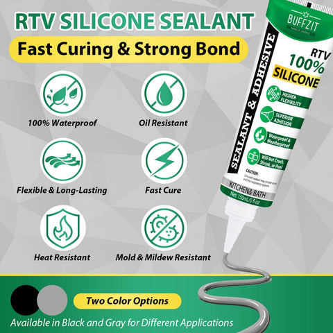 Go To RTV Silicone Sealant For Any Job Waterproof Flexible Caulk With A Strong Bond And Crack Resistance 5 Oz Gray tube