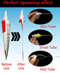 Industrial 2.5 Inch RTV Silicone Squeezer Tool demonstrated on various tube sizes for efficient sealant application