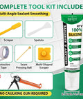 Go To RTV Silicone Sealant For Any Job Waterproof Flexible Caulk With A Strong Bond And Crack Resistance For Automotive Gaskets Engines Windows Bathrooms And Kitchens Multi Surface Sealant 5 Oz Gray shown with complete tool kit including spatula and scraper