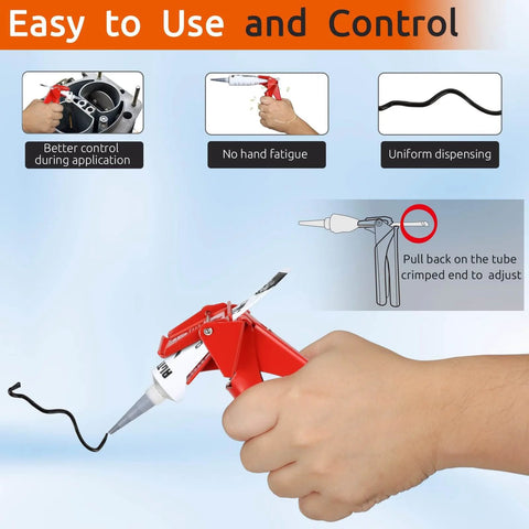 Hand holding RTV Tube Extrusion Tool With Precision Squeeze For Silicone And Flexible Tubes Empty Every Drop With Consistent Pressure