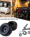 Durable rubber anti-vibration feet absorb shocks from generators, air compressors, pressure washers, trailers; set of 4 with screws
